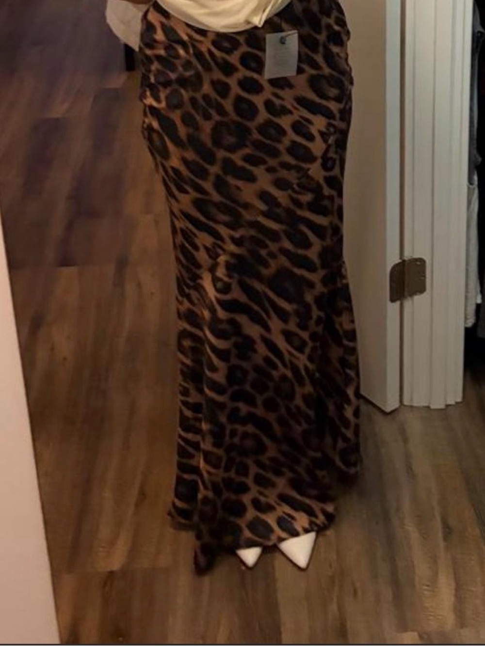 Leopard Print Maxi Skirt - Brown